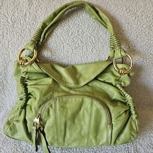 B. Makowsky lime green genuine leather tote